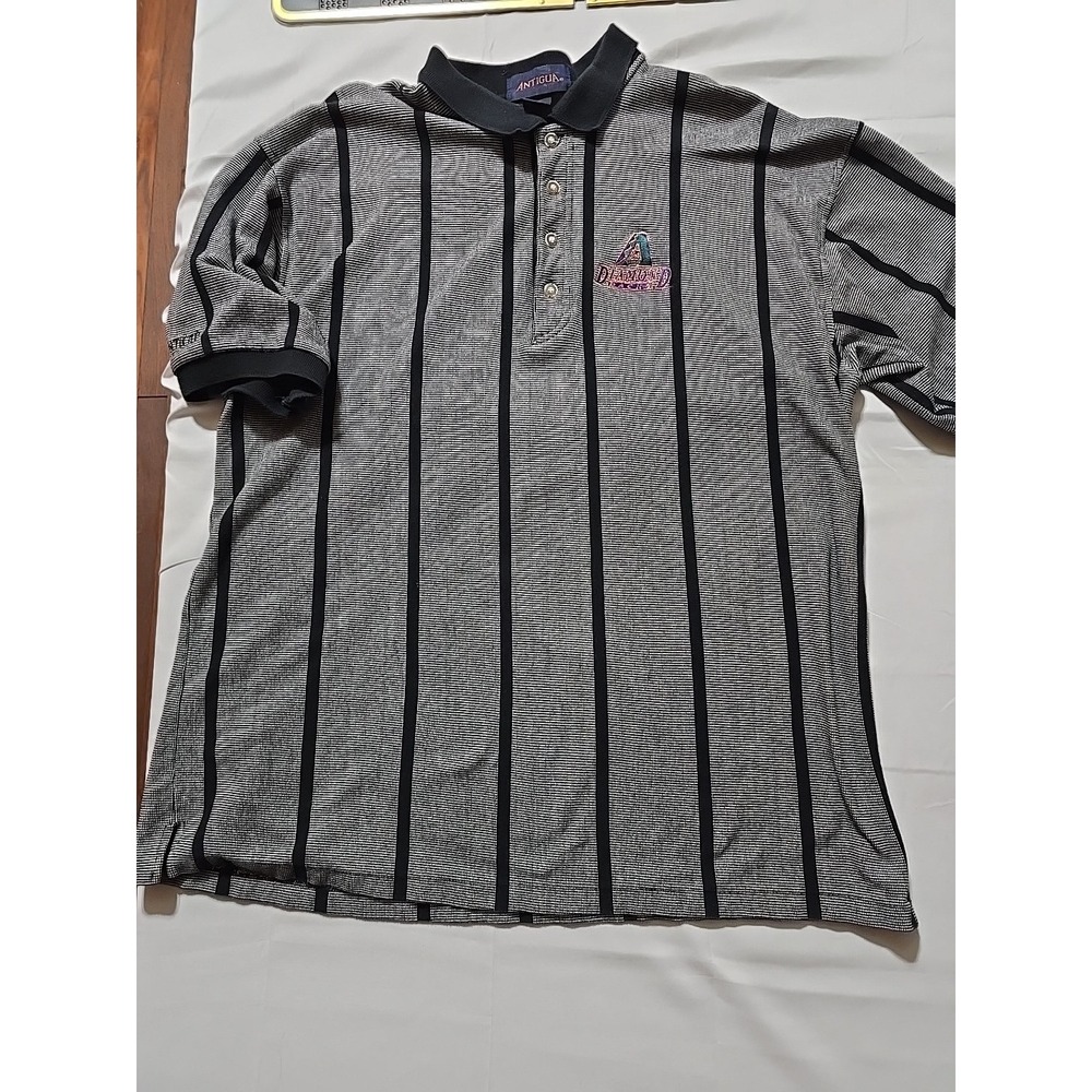 Vintage Arizona Diamondback Shirt Polo Mens XL Black Stripe MLB Baseball Antigua